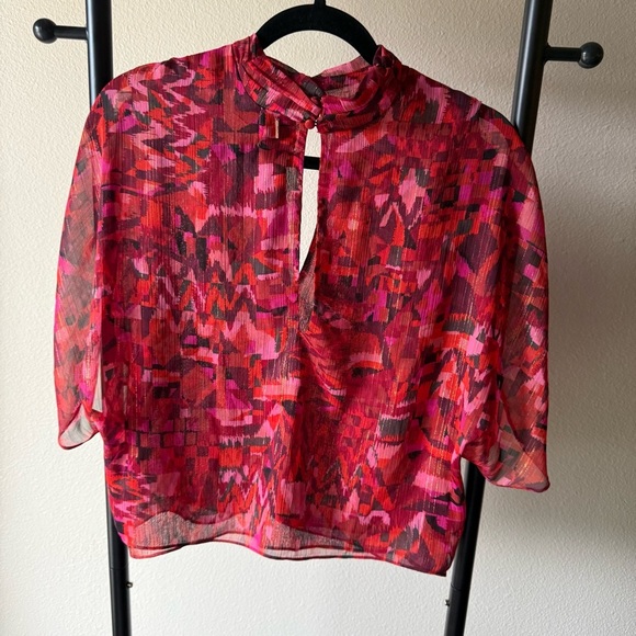 Misa Los Angeles Red Abstract Blouse - Picture 4 of 4